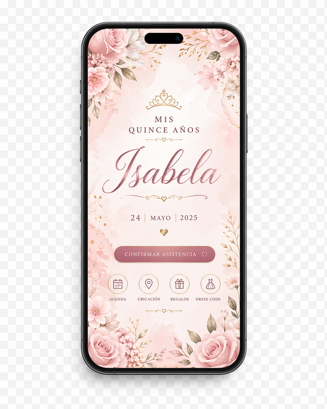 Mockup de teléfono con invitación digital